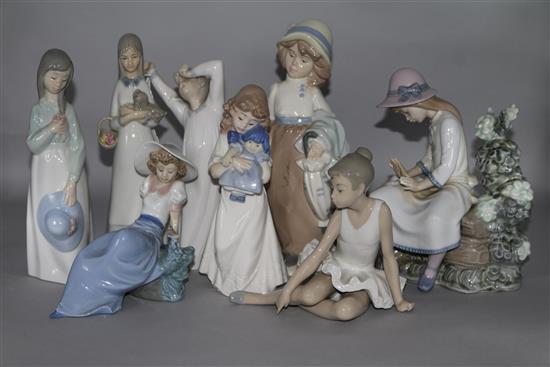 Eight Nao/Lladro figurines